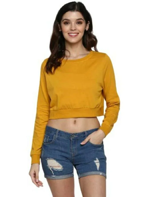 SELVIKE Stylish Mustard Crop Top For Girls & Women's