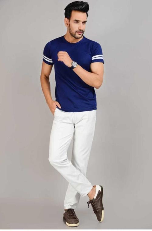 SKMIE BLUE-MENS Sporty Round Neck T-Shirt