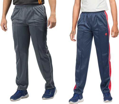 estro Men Grey, Blue Solid Polyester Track Pants