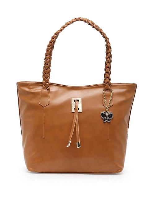 Butterflies Womens Tan Handbag
