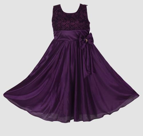 9stiches Purple Colour Long Frock For Girls