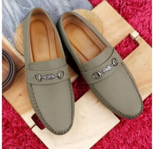 Arics Man Made Leather Slip on Loafers For Men (Olive)