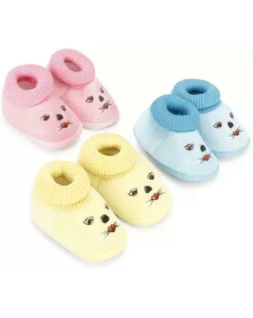 Outlife latest design baby boy and baby girl bootie pack of 3 Booties  (Toe to Heel Length - 12 cm, Pink, Yellow, Blue)