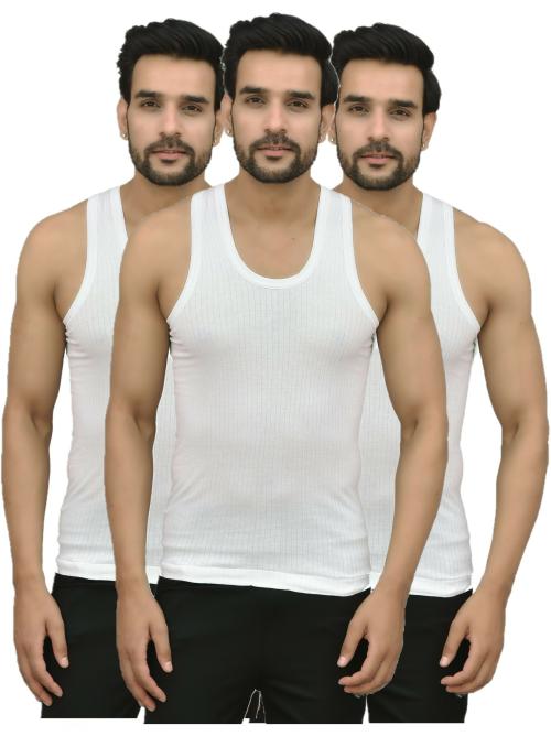 UNDERLOOP Romeo White Premium White Parker Vest (Pack of 3)