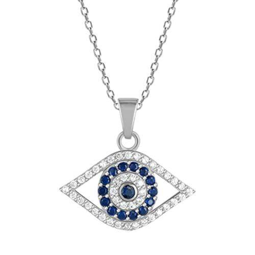 Giva Sterling Silver Protective Eye Pendant With Link Chain For Women