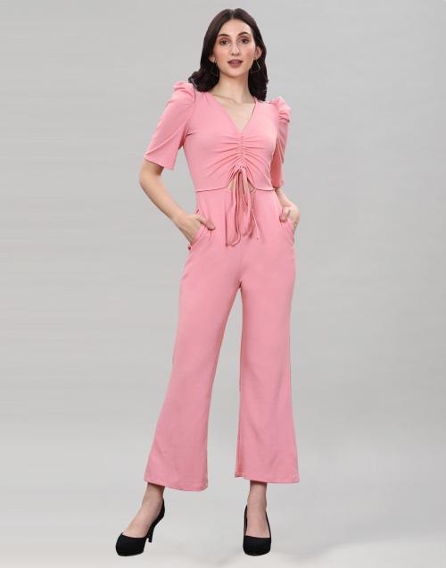 Selvia Women'S Peach Knitted Jumpsuit