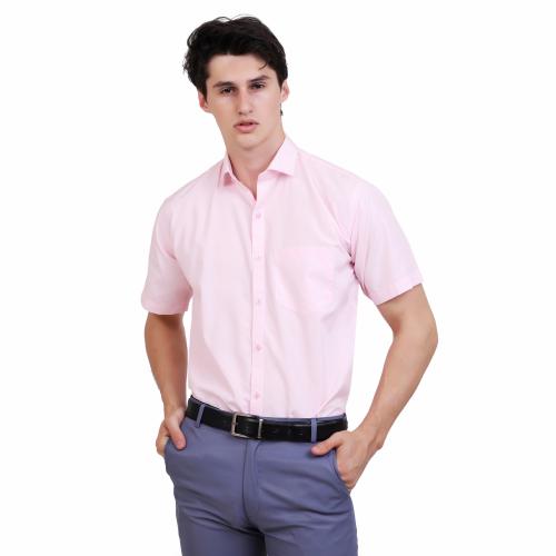 Appel Touch Cottonblend Half Sleeves Formal Light Pink Shirt( S Size)