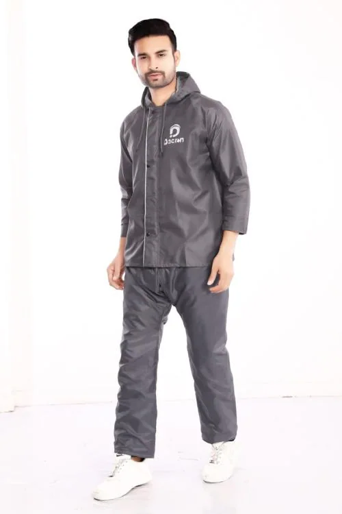 DACRON Coated Fabric plus P.V.C RAINCOAT FOR MEN (GREY)