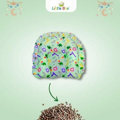 Little Boo Rai Mustard Seed Head Shaping Pillow for Newborn Baby, Neck Support Takiya| 100% Cotton Cover, Mustard Seed Filling | Prevents Flat Head | 0-12Months