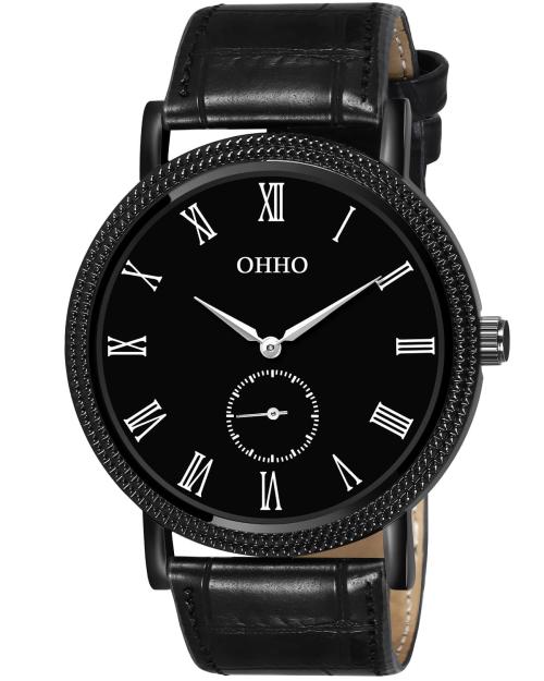 OHHO-05-WORKING CHRONOGRAPH BLACK DIAL & BLACK BELT ANALOG WATCH - FOR MEN