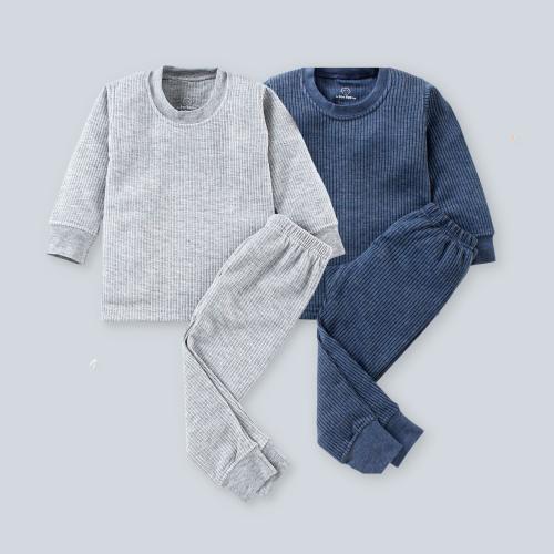The Boo Boo Club Kids Winter wear Thermal Full Sleeves Body Warmer top and Pyjama Set for Boys & Girls Pack of 2 Blue and Grey