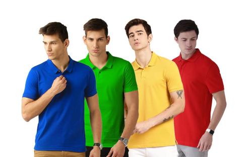 Lazychunks Men Solid Cotton, Polyester Polo Collar T-Shirts