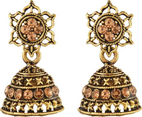 Vivity Gold-Plated Brass, Alloy, Bronze, Crystal Earrings (Women, Girls)