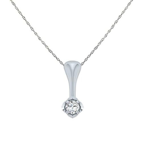 Lilu Jewels White Platinum Plated Pure 925 Sterling Silver Solitaire Stone Pendant Necklace with 18 inch Chain for Women and Girls