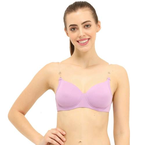 ENVIE Women's Padded Bra_Girls Polyamide Wirefree Bra|Transparent Back Ladies Inner Wear Party Use Everyday Padded Bra - (Violet/34C)
