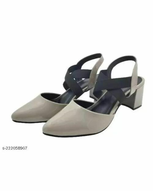 DH TANISH Women Grey Black Heel Sandal