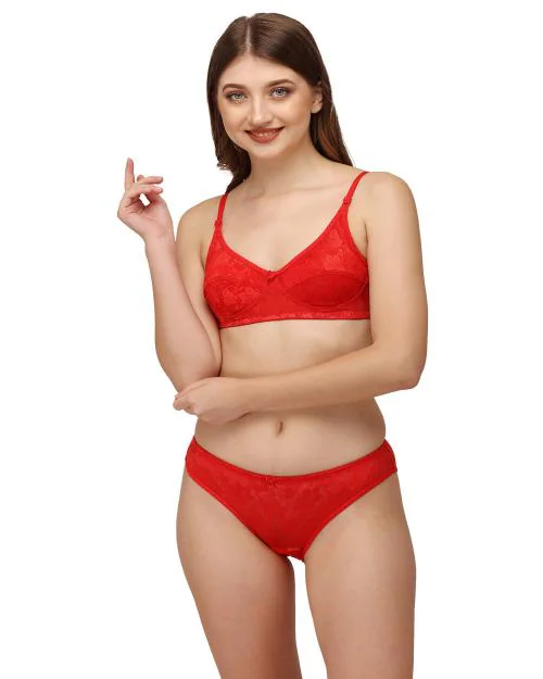 Classic Selection Women's Lingerie Set Babydoll Swimwear Hot Nighty Wedding Night Bra Panty Set AZ-Romeo Set(M_1)Red-34