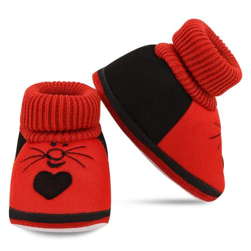 ADORED FASHION Newborn Baby Shoes Booties/Mittens Comfortable Baby Socks Shoes for 3-6 Months Baby Boys/Girls Color-Red