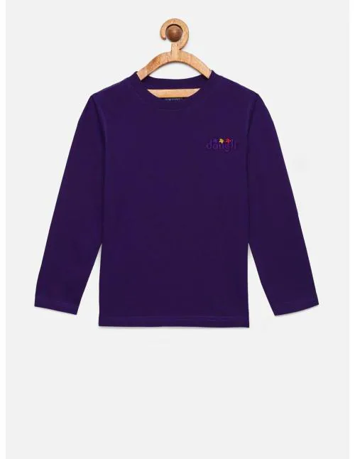 DONGLI Full Sleeve Light Purple top Boys Casual Pack of 1 Tshirts