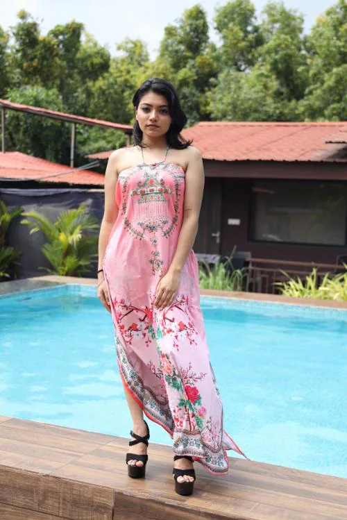 RAJORIA INSTYLE Georgette Digital Printed Stylish Beach Wear Bikini Body Cover Up Designer Kaftan Kurta/Kurti Top Dress for Women and Girls FXA-1-ONE SIZE