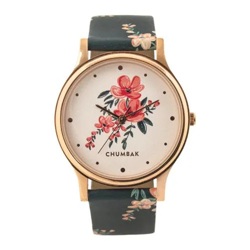 Chumbak Analog White Dial Black Strap Watch For Women
