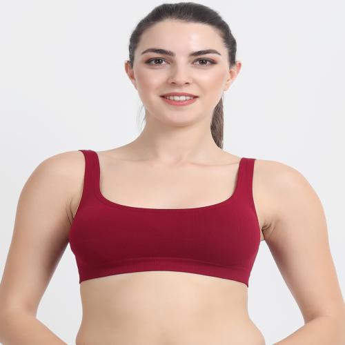 Beau Design Maroon Non-Wired Non Padded Seamless Free-Size Sports Bra