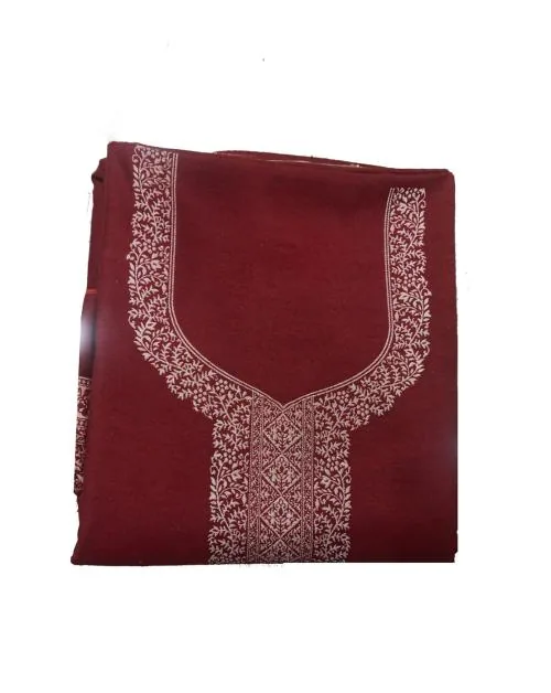 SAAKSHAAT Women's Unstitched Printed Winter Woollen Pashmina Salwar Suit Dress Material with Shawl - (Free Size) - Maroon-3