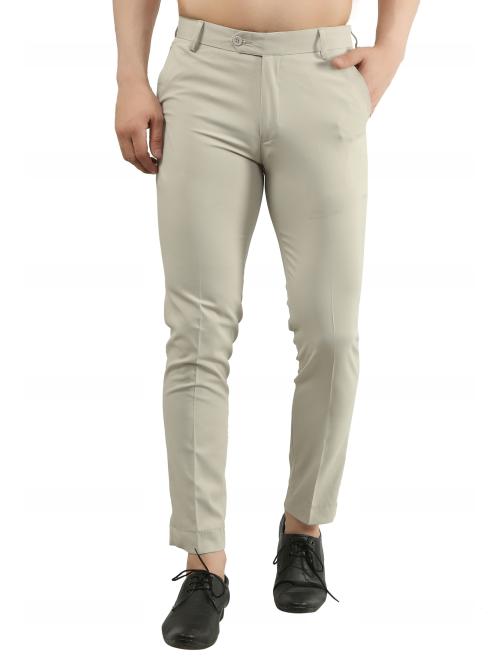 Men's Cream Colour Formal Trouser