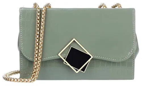 LL LEATHER LAND DESIGNER BAGS Crocodile Texture Box Chain Sling Bag for Girls/Women (Pista Green)
