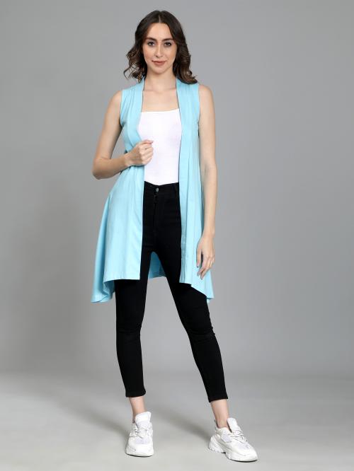 Nimble Sky Blue Long Shrug with Cut Sleeves