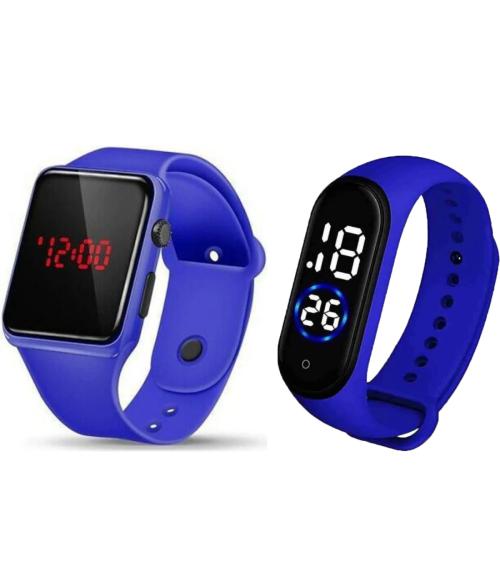 Goldenize fashion New Kids Digital Date and Time Blue Touch Band LED Watch for Stylish Kids Birthday Gift Digital Watch for Boys Girls and Kids | Pack of 2