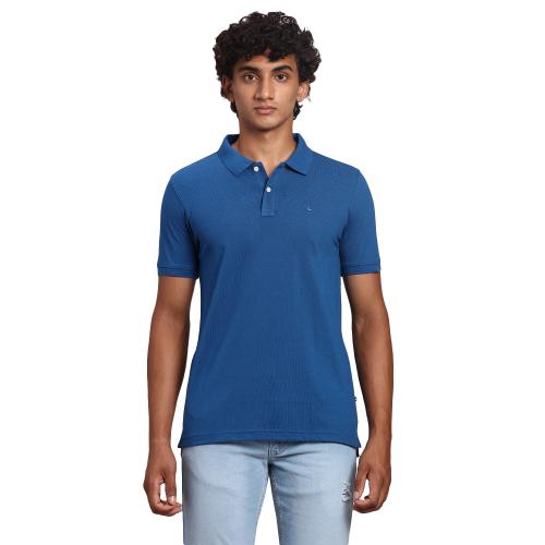 Parx Regular Fit Solid Blue T-Shirt