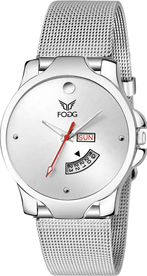 FOGG -SL Silver Day & Date Analog Watch - For Women