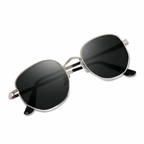 ENSHINE COLLECTION Smooth Leg Covers Lightweight Hexagonal Pathan Sunglasses for Men Black