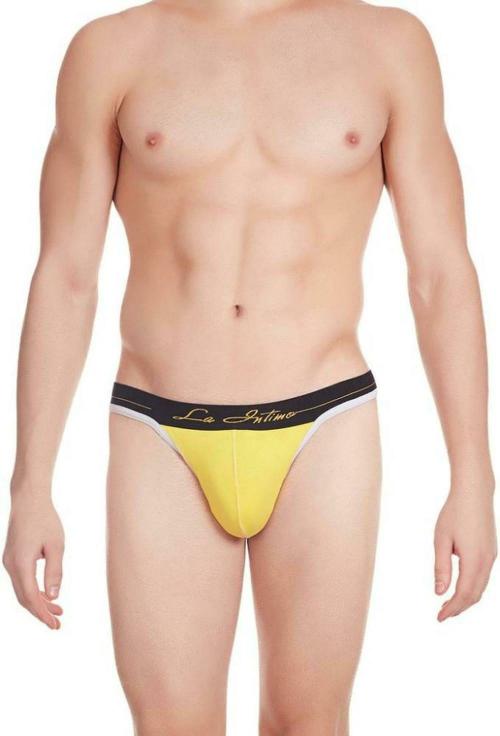 La inTimo Yellow Self-Design Cotton, Modal, Spandex Brief