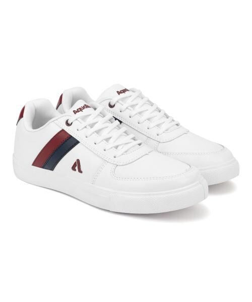 Aqualite Mens White, Maroon Sneakers
