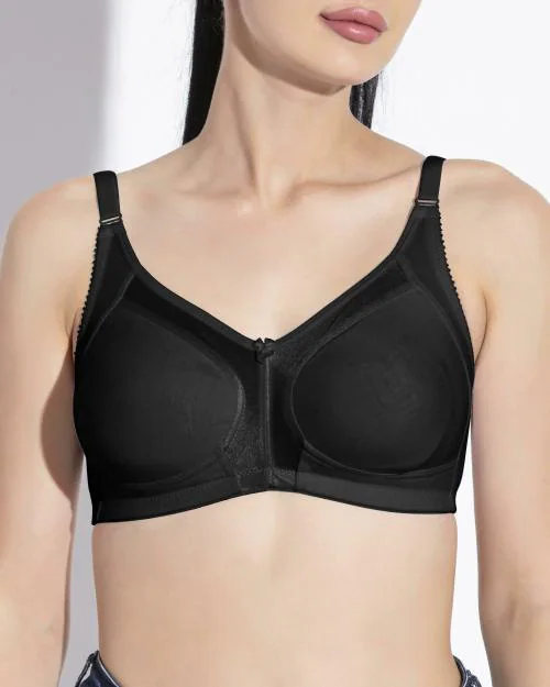 Jetaasi Women Black Cotton Blend Non Padded Bra (40D)