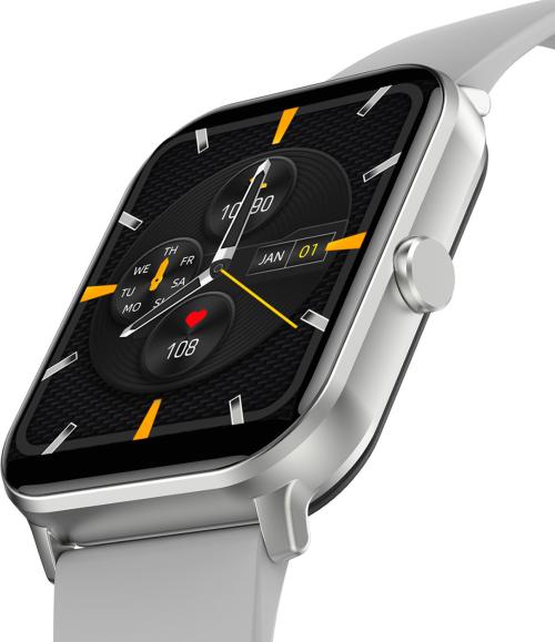 Minix MAX- FW27-VEGA-LITE-SILVE 1.69 inch Bluetooth Calling Watch with Voice Assistance Silver Strap Square Smartwatch for Men and Women