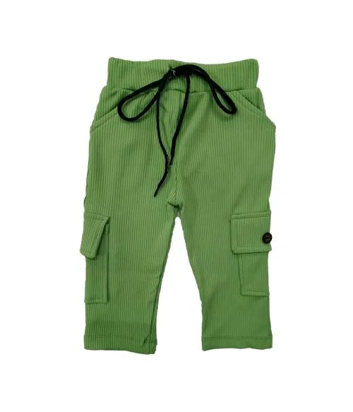 little funky cotton blended casual regular fit solid color cargo pants for trendy kids girls