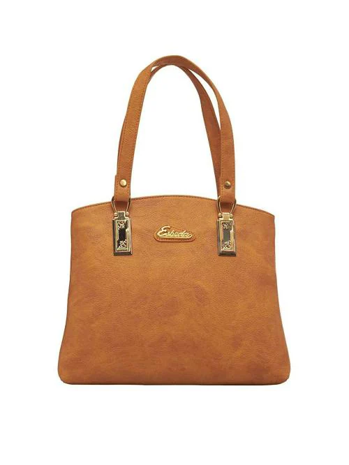 ESBEDA Camel Color Solid Pu Synthetic Fabric Handbag For Women
