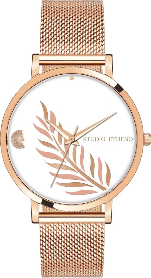Studio Etheno Analog White Dial Rose Gold Strap Watch for Women - (ABS-5)