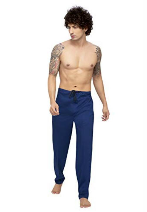 TATWAM Men Cotton Pyjama with Draw String Without Elastic Royal Blue XL