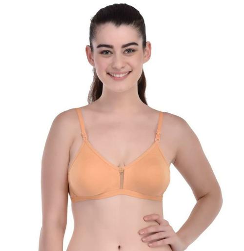 SCTC Women and Girls Mustard Cotton Wire Free Non-Padded Full Coverage T-Shirt Bra (Size 32)