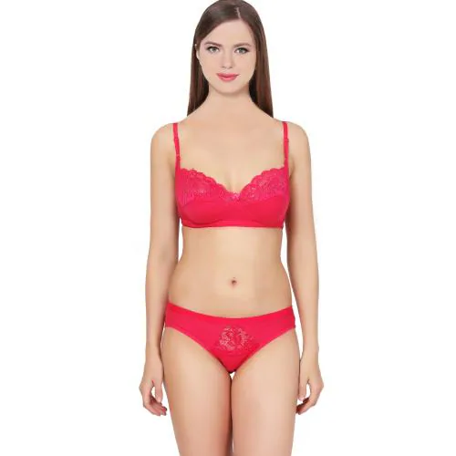 Buy Women's Hosiery Bra and Panty Set (Color-Pink,Size36) Online