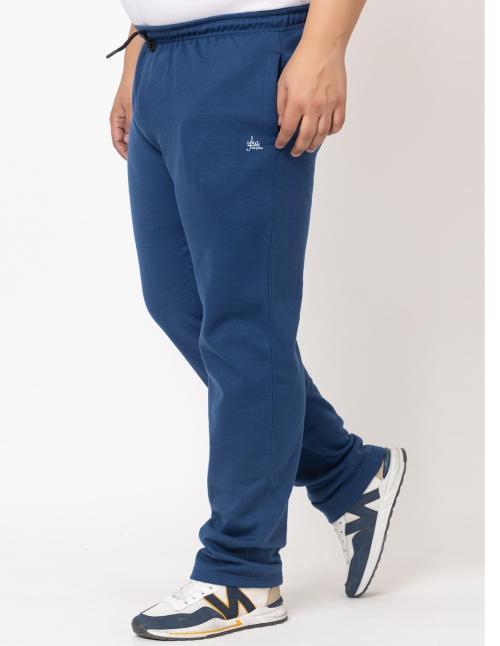 YHA Men's Regular Fit Solid Plus Size Winter Lowers Indigo