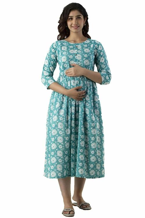 Misskurti Women's Flared Multicolor Printed Maternity Kurta