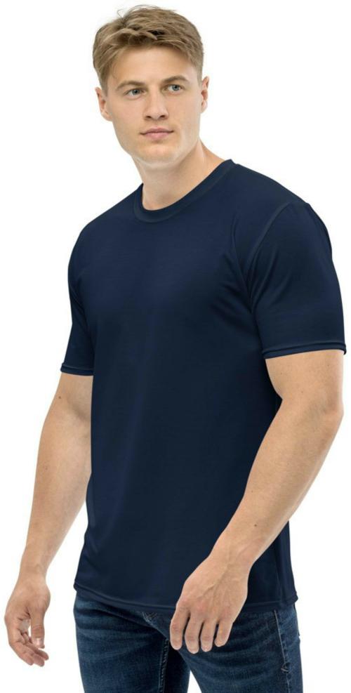 Clothinkhub Men Navy Blue Solid Polyester Round Neck T-Shirt (Xl)