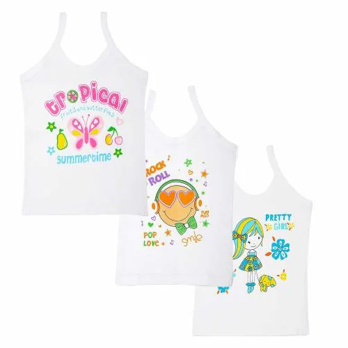 Dowin Girl's Cotton Slip (Pack of 3) (DORI_Vest_45_Plain_White_45 cm, 12-18 Months)