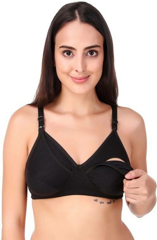 Fabura mother care Cotton Maternity Bra-non padded nor wired-Dark Black color| Bra| Maternity Bra| Non padded Bra| Feeding Bra| Nursing Bra