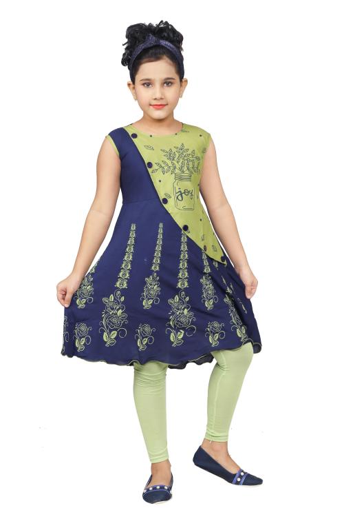 Burbn girls navy kurti leggings set